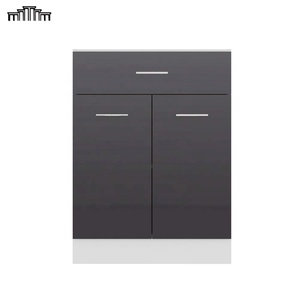 Nueva tendencia PET Alto brillo Superposición completa Puerta de losa Estructura sin marco europea RTA Armarios de base de cocina Unidades para apartamento - Product Image 2