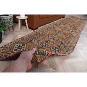 Alfombra Turca de 2.7x12 pies, Alfombra Vintage, Alfombra Marroquí Marrón Naranja - Product Image 2