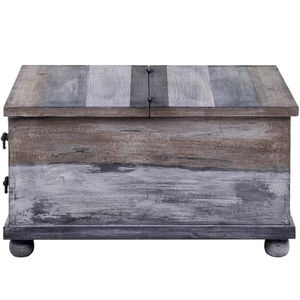 Mesa de centro de madera maciza con acabado mate gris Barmer Distress para sala de estar - Product Image 6