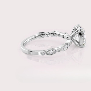 แหวนหมั้นเพชรทรงคุชชั่นที่ได้รับการรับรองจาก IGI เพชรสร้างในห้องปฏิบัติการ ตัวเรือนเงินแท้ 925 สไตล์วินเทจ - Product Image 3