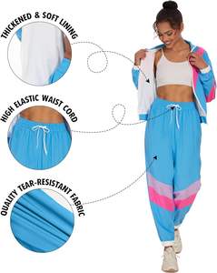 Conjunto de chándal de chaqueta cortavientos de manga larga de 2 piezas de los años 80 y 90 para mujer, 96% POLIÉSTER + 4% ELASTANO - Product Image 5