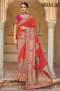 ผ้าแจ็คการ์ด pallu สวยดีไซเนอร์ล่าสุดใช้ได้ทั่วส่าหรี - Product Image 5