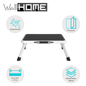 Sgabello Pieghevole in Metallo Antiscivolo a 1 Passo Well Home, Bianco e Nero, Arredamento per la Casa - Product Image 2