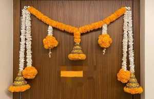 Fleur artificielle moelleuse Marigold Toran pour la décoration de porte d'entrée et la décoration de scène de toile de fond de temple de mariage - Product Image 2