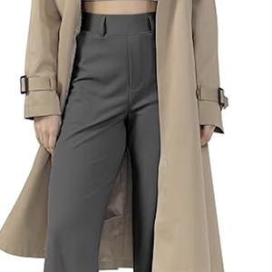 Pantalons de travail de bureau à jambes larges et droites pour femmes, décontractés et professionnels, avec poches, directement de l'usine - Product Image 1