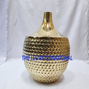 Aluminium Métal Forme Unique Plaqué Or Coastal Iron Flower Vase Fancy Style Luxury Handmade Home Decorative - Product Image 6