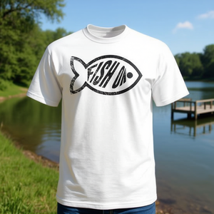 T-shirt Fish On Fisherman in cotone, girocollo, manica corta, abbigliamento promozionale unisex per adulti - Product Image 3