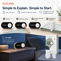 Alarme d'énurésie sans fil Anicebb sans application avec capteur à clipser facile, configuration locale simple, 3 modes d'alerte pour les détaillants de produits de soins à domicile