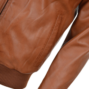 Chaqueta Bomber de cuero tostado para hombre 2025, abrigo de invierno informal con cremallera de talla grande, impermeable, de punto sólido, de poliéster, a prueba de viento - Product Image 6