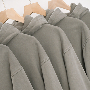 American Retro Trendy Color sólido Sudadera con capucha Hierba Gris Verde Copo de nieve Imprimir Nostálgico Digital Invierno ODM Suministro para hombres Mujeres - Product Image 5