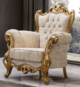 Fauteuil d'appoint de style baroque de luxe avec dossier capitonné et détails décoratifs dorés ornés - Product Image 2