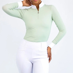Camisa ecuestre ventilada para mujer Ropa personalizada elástica ligera de 4 vías Venta al por mayor Baselayer Top Camisas de equitación - Product Image 6