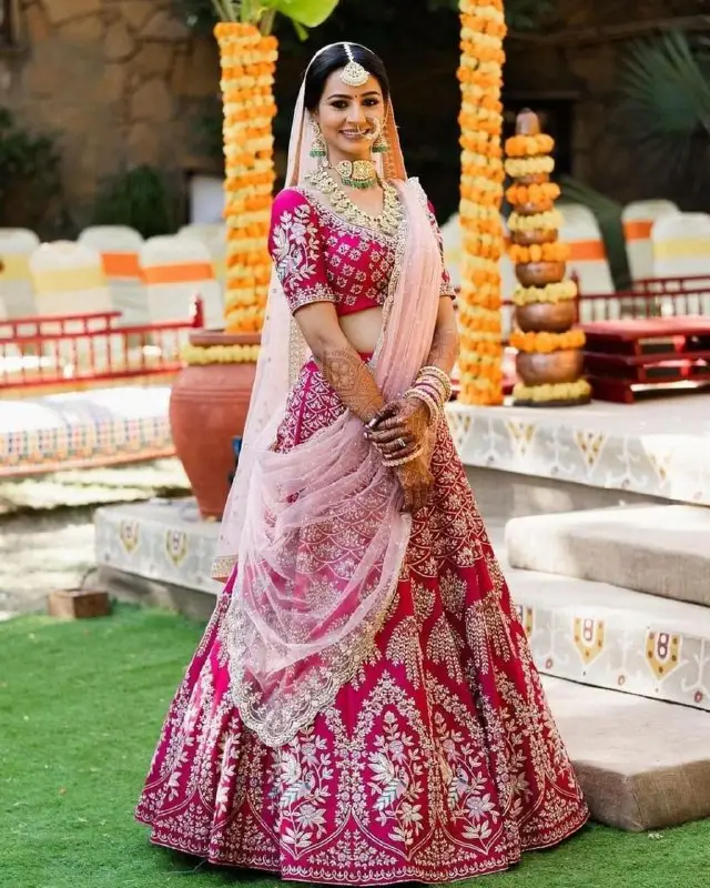 Nouveau créateur indien de haute qualité festif Rani couleur rose Dulhan Lehenga Choli, mariage Lehenga Choli, robe de soirée.