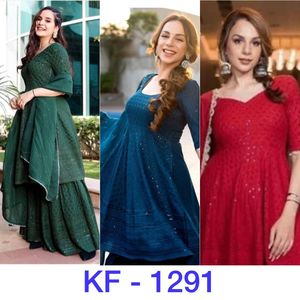 Dernier costume de palazzo en georgette de travail lourd traditionnel pour adultes sari de style pakistanais Salwar Occasions spéciales - Product Image 2