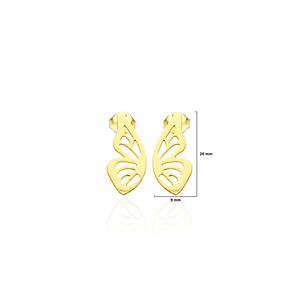 925 Sterling <b>Silver</b> Butterfly Wing <b>Stud</b> <b>Earrings</b> for Women Gold Plated Cutout Minimalist Fashion Jewelry Wholesale - Product Image 3