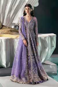 Modern Indian Style Purple Lace Embroidered A-Line Gown Elegant Floor-Length Wedding Dress Illusion Back Bride Mother Pearls - Product Image 5