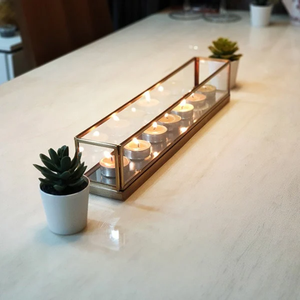 Porte-bougies géométriques en verre, centres de table modernes de forme droite pour mariage, décoration de Noël, centres de table pour bougies chauffe-plat, cadeau - Product Image 2