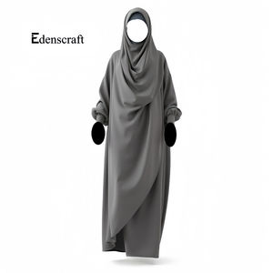 Premium solide Simple Style modeste robe élégante pour Abaya femmes parole longueur respirant Polyester léger manches longues - Product Image 2