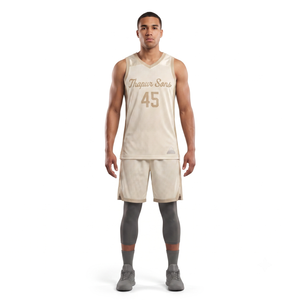 Custom Basketball Jersey Set-100% Polyester Mesh V-Neck Team Uniform for Men with Breathable Summer Design - Product Image 1