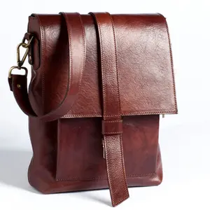 Top quality Italian handmade man's genuine leather shoulder bag with adjustable shoulder strap STEVE SMALL