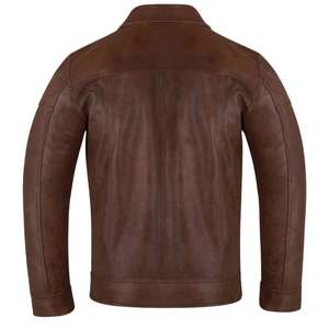Veste de moto en cuir de vachette ciré de qualité supérieure avec logo personnalisé, design artisanal, veste de motard vieillie, vêtement d'extérieur vintage lourd - Product Image 3