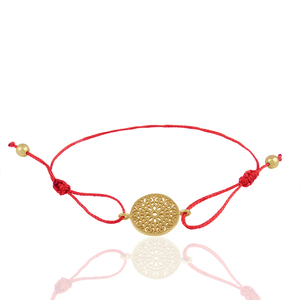 สร้อยข้อมือดอริมาคราเม่ผ้าฝ้ายสีแดงชุบทอง18K 925ออกแบบได้ตามต้องการ - Product Image 3