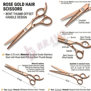 Ciseaux à cheveux en or rose, ciseaux à cheveux avec poignée inclinée, design professionnel pour salon de coiffure - Product Image 6
