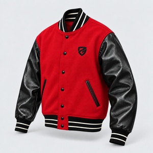Chaqueta Varsity Letterman al por Mayor, Ropa para Hombre de Alta Calidad, 100% Cuero y Tela Personalizada con Logotipo Bordado, Cierre de un Solo Botón - Product Image 2