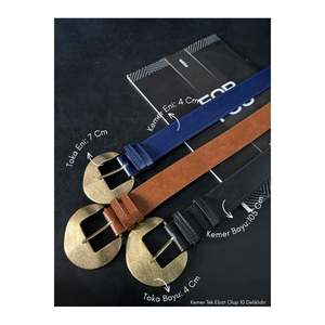 3-Piece Faux Leather Oval Buckle Women's Trouser <b>Belt</b>, Jacket <b>Belt</b>, Shirt <b>Belt</b>, <b>Dress</b> <b>Belt</b> - Black-Tan-Navy - Product Image 1