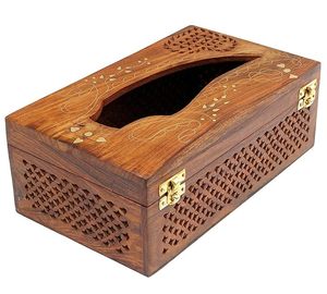 Nouvel arrivage Porte-mouchoirs en bois design décoratif avec motif artistique, parfait pour ajouter une touche sophistiquée à un usage domestique - Product Image 1
