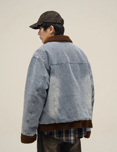 Veste en jean personnalisée de haute qualité pour homme STITCHMODE, style vintage streetwear, effet délavé, coupe-vent, motif imprimé unique - Product Image 3