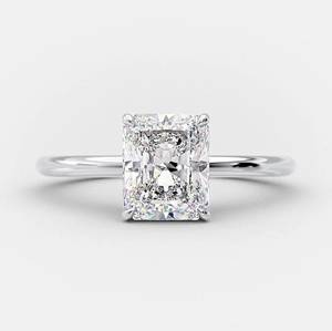 Anillo de moissanita de corte radiante de 3,50 quilates hecho a mano, compromiso de Halo oculto clásico para novia, anillos de piedras preciosas de Plata de Ley 925 - Product Image 3