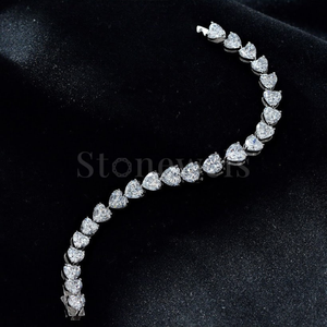 Luxury Tennis Bracelet for Women Rose Gold & Silver Heart with 40 Moissanite Lab Grown Diamonds Party Gift - Product Image 4