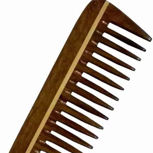 Peigne en bois fait à la main écologique, à dents fines ou épaisses, peigne en bambou naturel en provenance d'Inde - Product Image 1