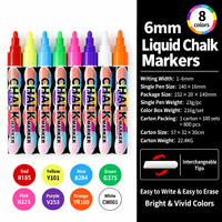 Craie liquide colorée, craie soluble dans l'eau, craie sans poussière, peinture, graffiti, marquage, tableau acrylique, tableau fluorescent, stylo effaçable