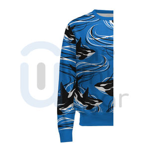 Sudadera de calidad superior de lana pesada con estampado personalizado bordado Diseño de pez ropa de calle Unisex camiseta de invierno de manga larga - Product Image 3