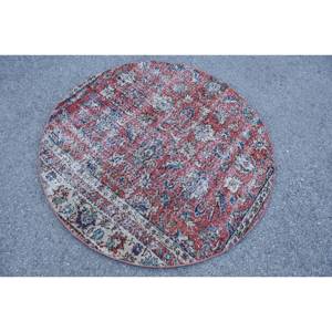 Tapis Kilim en Laine Rouge Beige Oriental 4.4X4.4 pieds Tapis Rectangle Turc Grande Surface Support en Latex 10mm 4 Patchwork Couloir Abstrait - Product Image 4