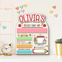 Tableau scolaire personnalisé en bois moderne pour la première journée d'école, 10x12 pouces, imprimé au laser, souvenir unique, cadeau pour la petite enfance