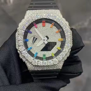 Montre en diamant Moissanite de qualité supérieure pour hommes Montre bling entièrement glacée avec bracelet en acier inoxydable et design Hip Hop de luxe - Product Image 2