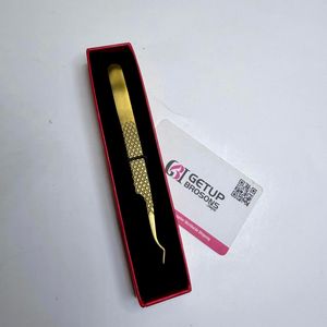 GETUP BROSONS Nouvel ensemble d'outils de précision pour extensions de cils en acier inoxydable plaqué or, étui doublé de velours rouge - Product Image 2