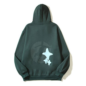 Sweats à capuche pour hommes, coupe ajustée, hiver, uni, teinture unie, logo personnalisé, impression en relief, haute qualité - Product Image 2