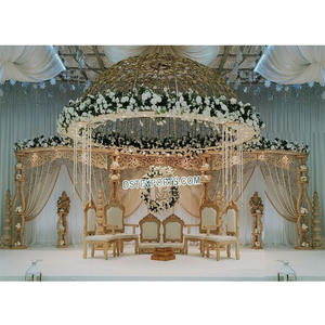 Mandap en bois pour mariage sud-indien avec dôme, décoration d'événement de mariage tamoul, mandap Vidhi, cérémonie de mariage gujarati, mandap en bois, Fidji - Product Image 1