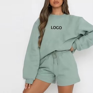 ชุดเสื้อสเวตเชิ้ตผ้าฟลีซถักสองชิ้นสำหรับผู้หญิงชุดใส่อยู่บ้านใส่สบายเหนือเข่าใส่สบายๆสำหรับผู้หญิง - Product Image 4