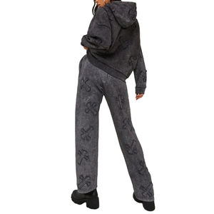 2025 survêtement respirant surdimensionné avec logo personnalisé 100% coton pour femmes survêtement en gros pour femmes 100% survêtements avec lavage à l'acide en coton OEM - Product Image 3