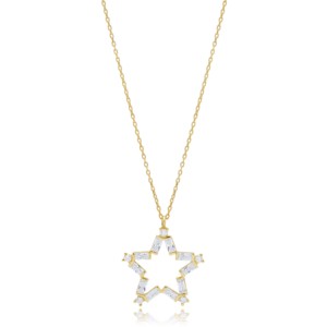 จี้เงินแท้ 925 ดีไซน์ดาวเรียบง่ายประดับด้วยหินบาแกตต์ ขายส่งจากตุรกี - Product Image 1