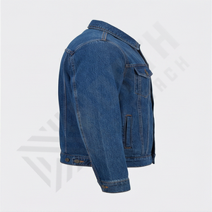Veste en jean style bouton pour homme Tissu personnalisé de haute qualité Col rabattu Grande taille Streetwear Veste en jean - Product Image 3