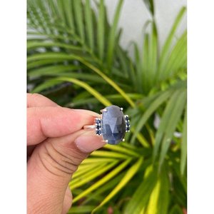 Oval Cut Blue Sapphire <b>Ring</b> 925 Sterling <b>Silver</b> Handmade Gemstone <b>Ring</b> Wholesale Jewelry Supplier - Product Image 2