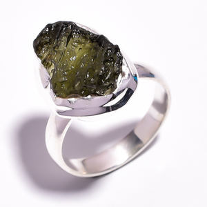 Anillo de piedras preciosas de moldavita de Plata de Ley 925, joyería hecha a mano, anillos al por mayor hechos a medida para mujeres y niñas - Product Image 4