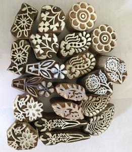 Ensemble de blocs d'impression manuels en bois sculptés à la main |   Imprimés floraux à motifs paisley pour tissus, papier et estampage à la main - Product Image 1