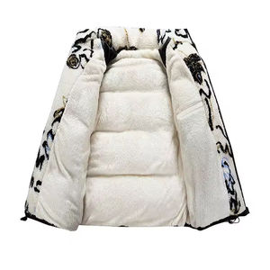 Veste matelassée zippée doublée en Sherpa pour hommes Nouveau Logo personnalisé Chaud et épais Vestes matelassées pour l'extérieur Grande taille pour hommes - Product Image 3